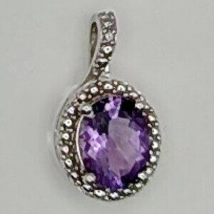 Amethyst Pendant - Vintage Pendant - Purple Stone Pendant - Sterling Amethyst